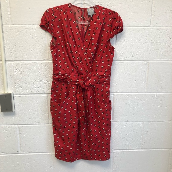 Anthropologie x Hi There by Karen‎ Walker Red Floral Dress Sz. 10 - Picture 2 of 7
